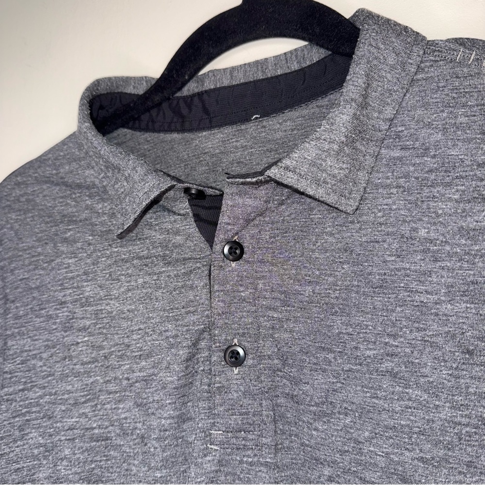 Lululemon Evolution Polo Original Release Heathered Black Medium Collared Shirt - Picture 5 of 10